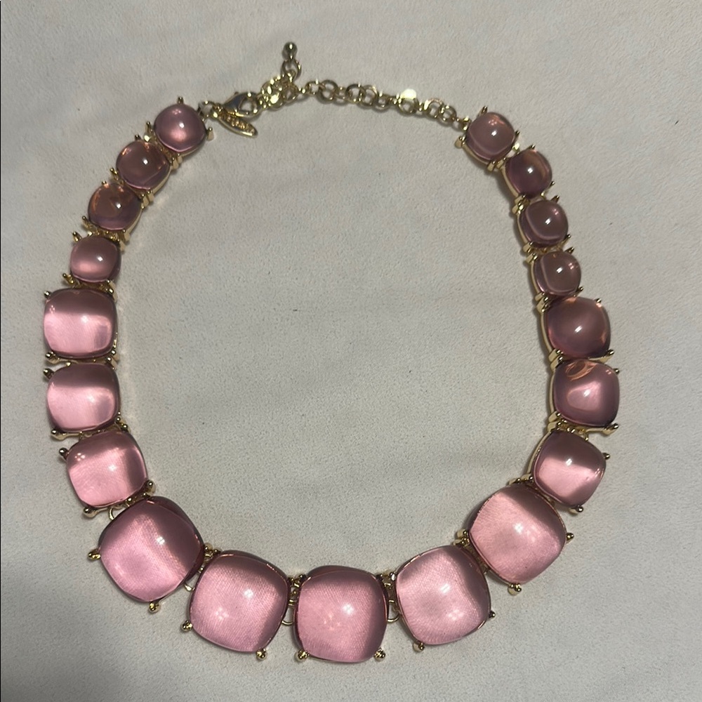 Elegant Pink and Gold Necklace with Iridescent Beads
